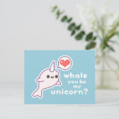 Carte Postale Kawaii Albino Narwhal (Debout devant)