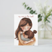Carte Postale Kawaii Aquarelle maman et fille (Debout devant)