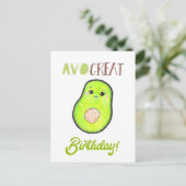 Carte Postale Kawaii Avocado Avo Grand Anniversaire Cute Pun (Debout devant)
