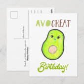 Carte Postale Kawaii Avocado Avo Grand Anniversaire Cute Pun (Devant / Derrière)