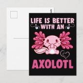 Carte Postale Kawaii Axolotl Amphibien (Devant / Derrière)