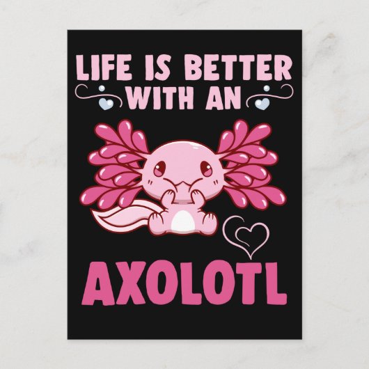 Carte Postale Kawaii Axolotl Amphibien (Devant)