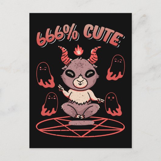 Carte Postale Kawaii Baphomet Occulte diable chèvre (Devant)