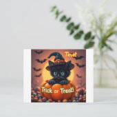 Carte postale Kawaii Black Cat Halloween (Debout devant)