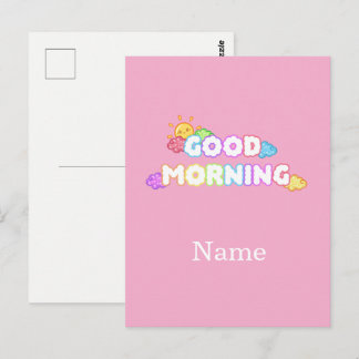 Carte Postale Kawaii Bonjour Soleil & Nuages Arc-en-Ciel