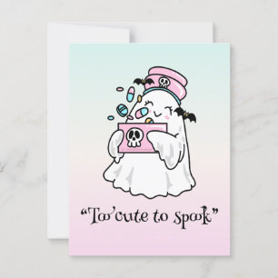Carte Postale Kawaii boo, joli halloween éffrayant
