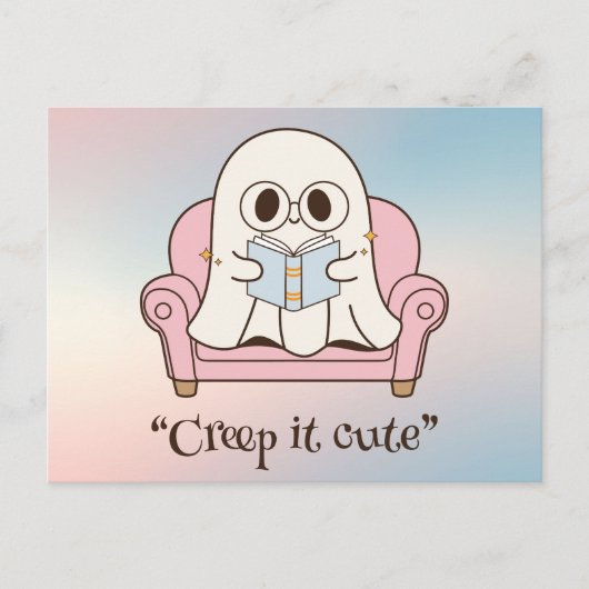 Carte Postale Kawaii boo, joli halloween éffrayant (Devant)