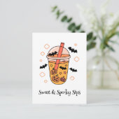 Carte Postale Kawaii boo, joli halloween éffrayant (Debout devant)