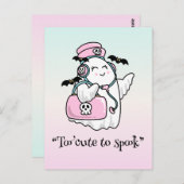 Carte Postale Kawaii boo, joli halloween éffrayant (Devant / Derrière)