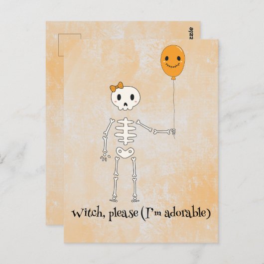 Carte Postale Kawaii boo, joli halloween éffrayant (Devant / Derrière)