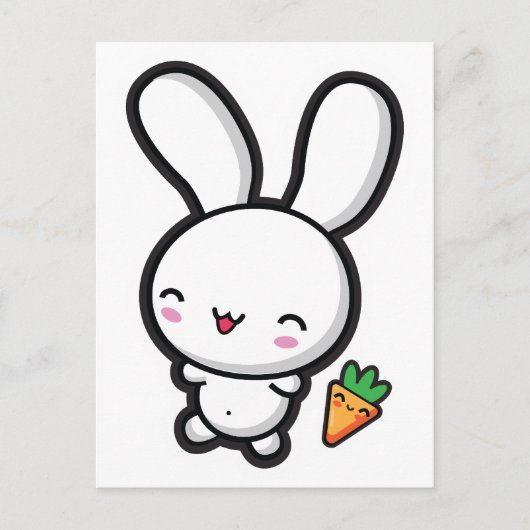 Carte Postale Kawaii Bunny et Carotte (Devant)