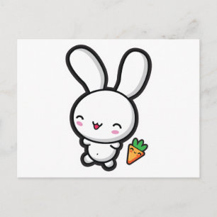 Carte Postale Kawaii Bunny et Carotte