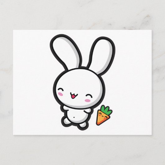 Carte Postale Kawaii Bunny et Carotte (Devant)