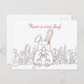 Carte Postale Kawaii Bunny/Have A Nice Day (Devant / Derrière)