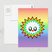 CARTE POSTALE KAWAII BURST RAINBOW HAPPY FACE (Devant / Derrière)