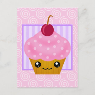 Carte postale Kawaii Cupcake Cherry