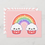 Carte Postale Kawaii Cupcake Rainbow (Devant / Derrière)