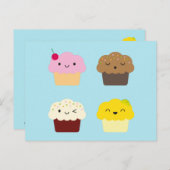 Carte Postale Kawaii Cupcakes (Devant / Derrière)