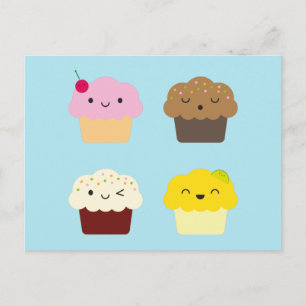 Carte Postale Kawaii Cupcakes