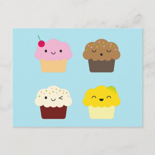 Carte Postale Kawaii Cupcakes (Devant)