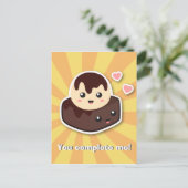 Carte Postale Kawaii Dessin de crème glacée Vanilla et Brownie (Debout devant)