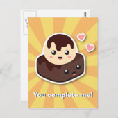 Carte Postale Kawaii Dessin de crème glacée Vanilla et Brownie (Devant / Derrière)