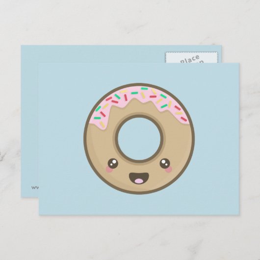 Carte Postale Kawaii Donut (Devant / Derrière)