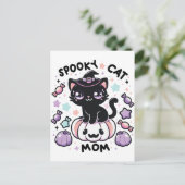 Carte Postale Kawaii Halloween Chat - Jolie sorcière Kitty sur C (Debout devant)