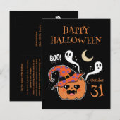 Carte Postale Kawaii Jack O' Lantern Déplaisant (Devant / Derrière)