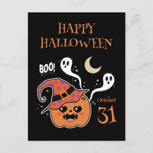 Carte Postale Kawaii Jack O' Lantern Déplaisant (Devant)
