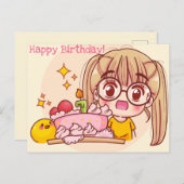 Carte Postale Kawaii Joyeux anniversaire (Devant / Derrière)