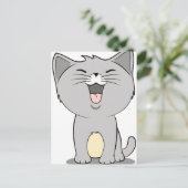 Carte Postale Kawaii kitten grey (Debout devant)