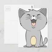 Carte Postale Kawaii kitten grey (Devant / Derrière)
