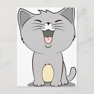 Carte Postale Kawaii kitten grey