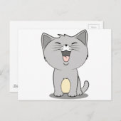 Carte Postale Kawaii kitten grey (Devant / Derrière)