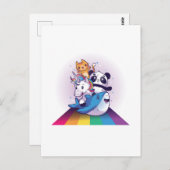 Carte Postale Kawaii LGBT Animal Unicorn Panda Chat Requin Arc-e (Devant / Derrière)