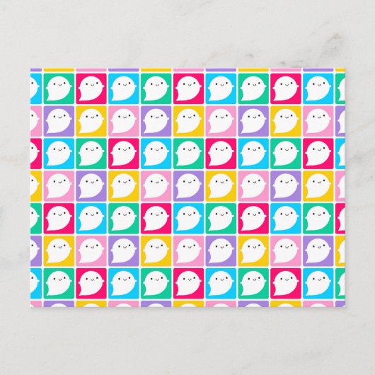Carte Postale Kawaii Little Ghosts coloré (Devant)