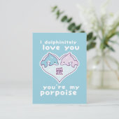 Carte Postale Kawaii Love Dolphins (Debout devant)