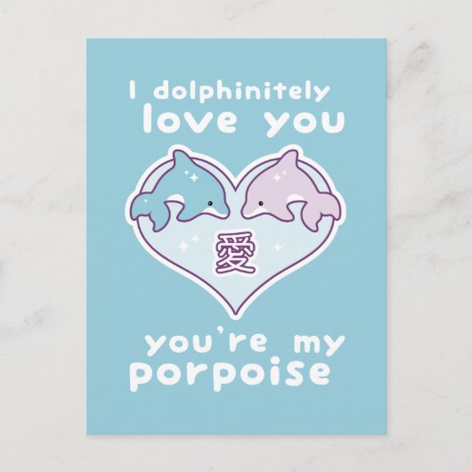Carte Postale Kawaii Love Dolphins (Devant)