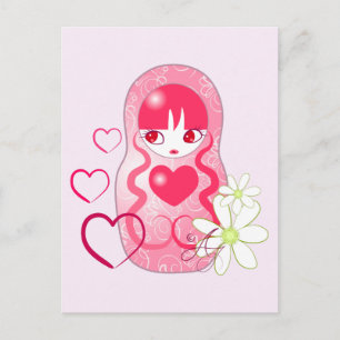 Carte Postale Kawaii Love Matryoshka
