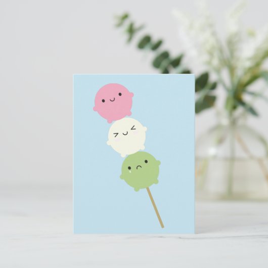 Carte Postale Kawaii Mochi Dango (Debout devant)