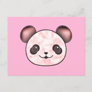 Carte Postale Kawaii Panda Dessin En Rose