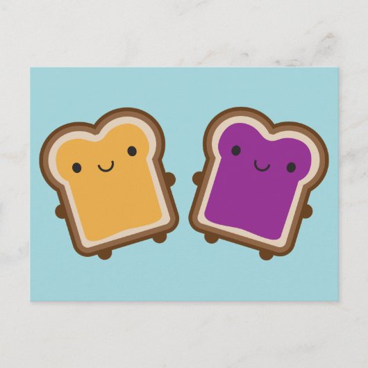 Carte Postale Kawaii Peanut Butter & Jelly Sandwich Couple (Devant)