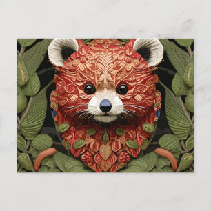 Carte Postale Kawaii Redpanda Art Floral