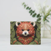Carte Postale Kawaii Redpanda Art Floral (Debout devant)
