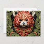 Carte Postale Kawaii Redpanda Art Floral (Devant / Derrière)