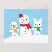 Carte Postale Kawaii Snow Day with Bunny & Bear (Devant)
