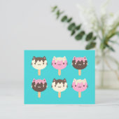 Carte Postale Kawaii Summer Ice Lolly Popsicle Cats (Debout devant)