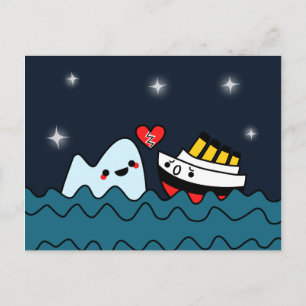Carte Postale Kawaii Titanic Ship Iceberg Heart