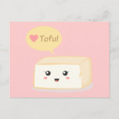 Carte Postale Kawaii tofu demande aux gens d'aimer le tofu (Devant)
